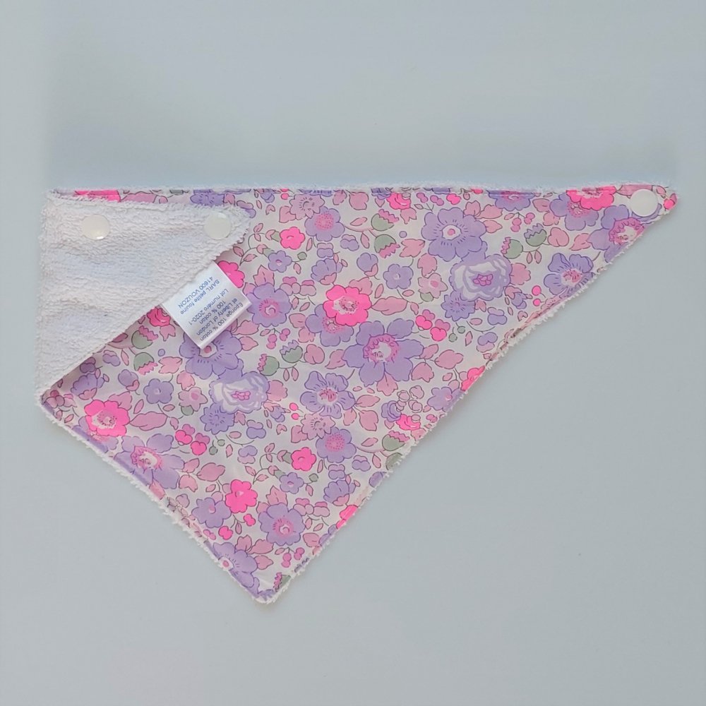 Bandana Bavette Liberty Betsy neon purple et éponge blanche--2226317307948