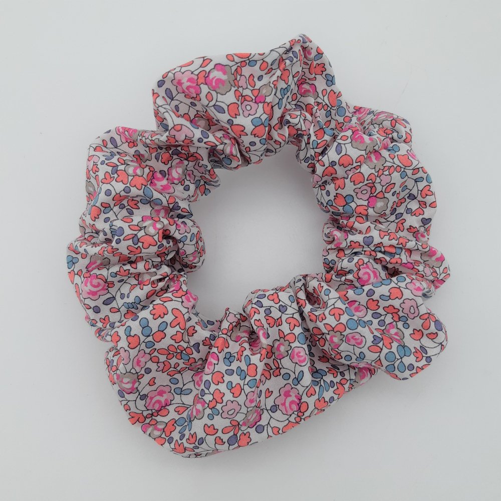 Chouchou cheveux scrunchie Liberty Eloise corail--2226180796764