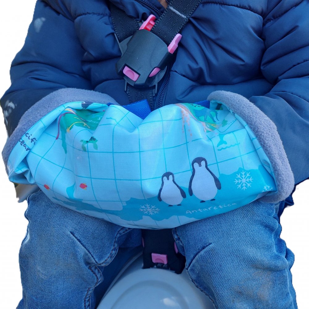 Gants enfant vélo/poussette protection imperméable et chaude lama fond vert--2227332498703