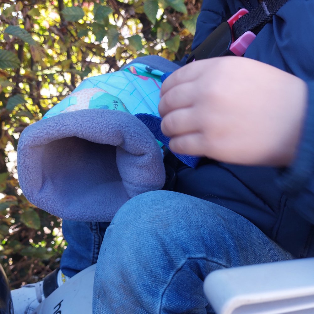 Gants enfant vélo/poussette protection imperméable et chaude lama fond vert--2227332498703
