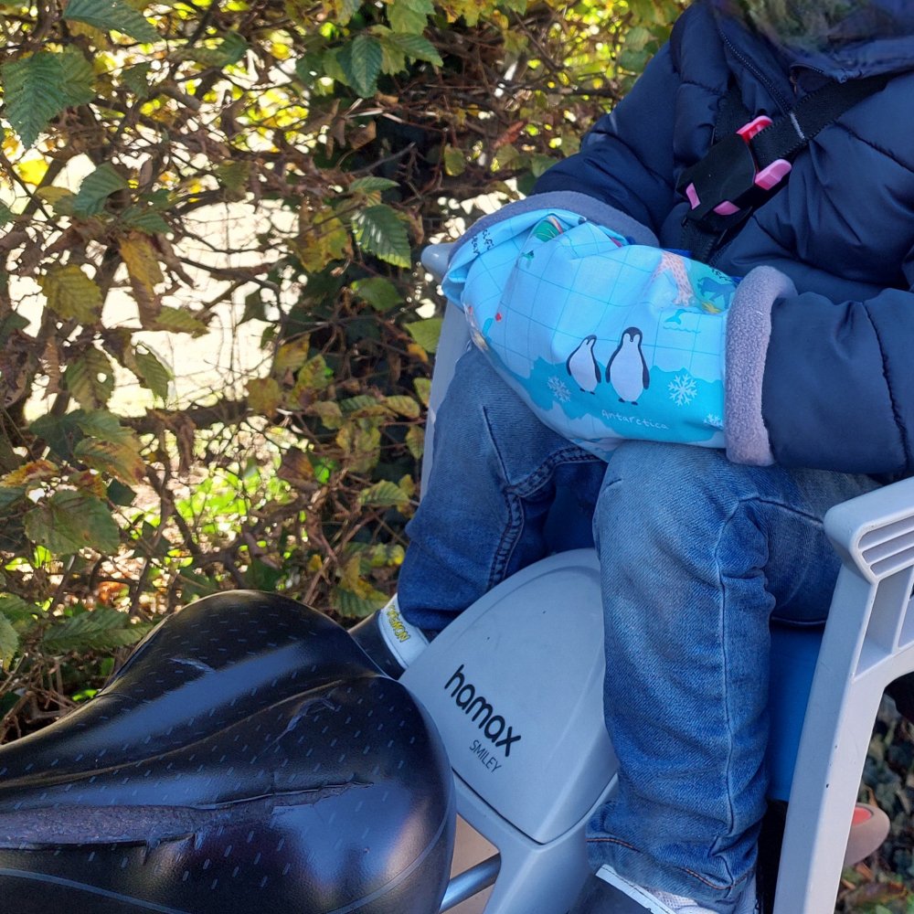Gants enfant vélo/poussette protection imperméable et chaude lama fond vert--2227332498703