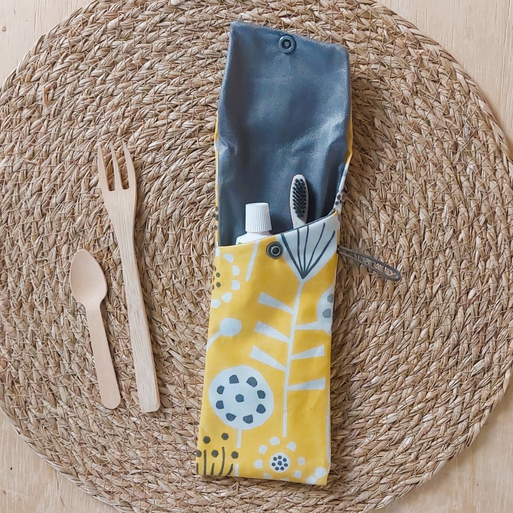 Etui imperméable brosse à dent/dentifrice motif feuillage--2227421501475