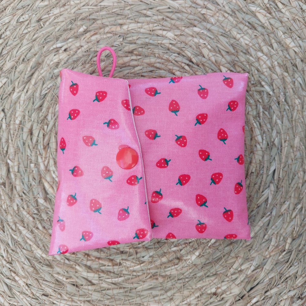 Etui impermeable motif fraise, pour savon solide ou SHL--2227402483790