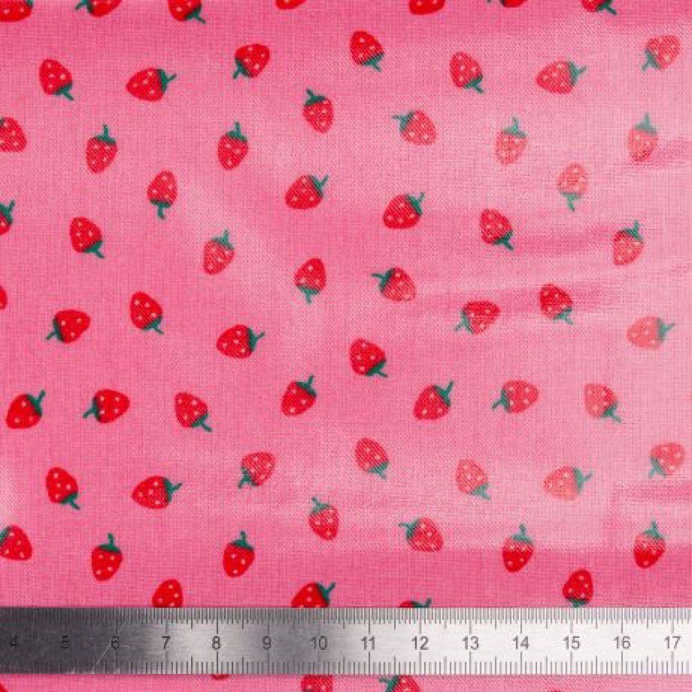 Housse selle, imperméable tissu rose motif fraises--2227132577851