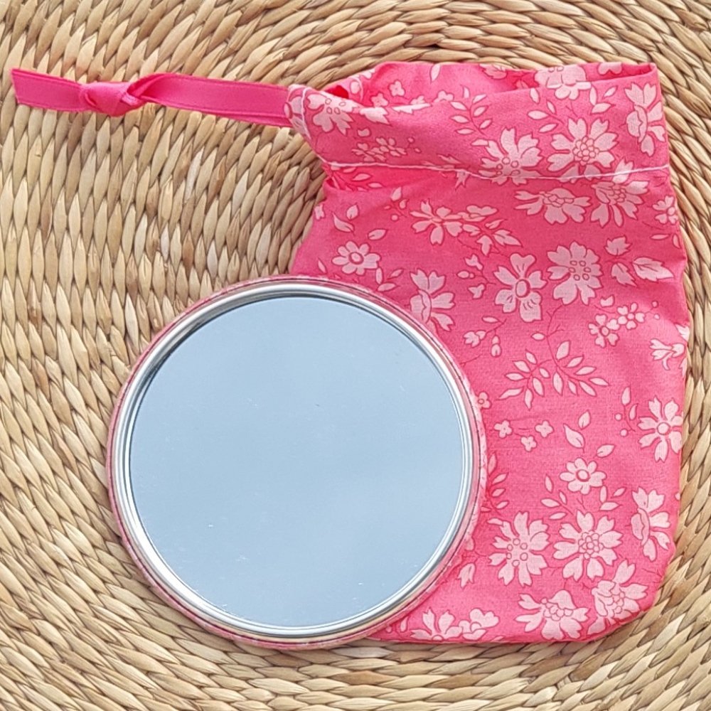 Miroir de poche avec sa pochette Capel corail--2226835763042