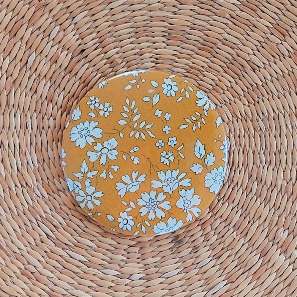 Miroir de poche avec sa pochette Capel moutarde--2226854637560