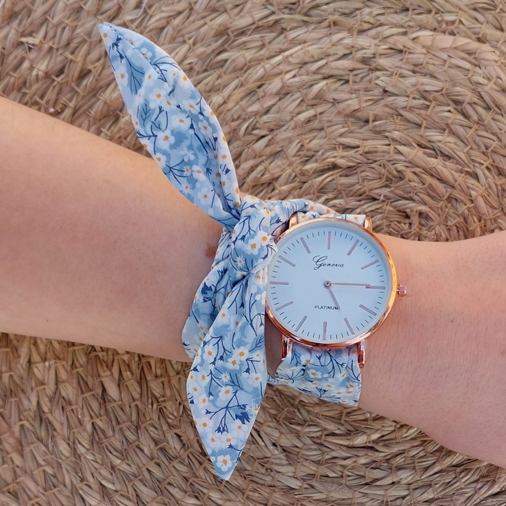 Montre bleu ciel femme foulard  bracelet mitsi valéria bleu--2227159444259