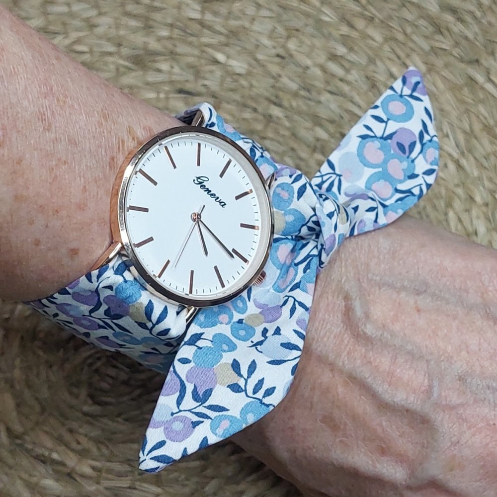 Montre femme foulard bracelet tissu Liberty wiltshire violet lavande--2227023063470