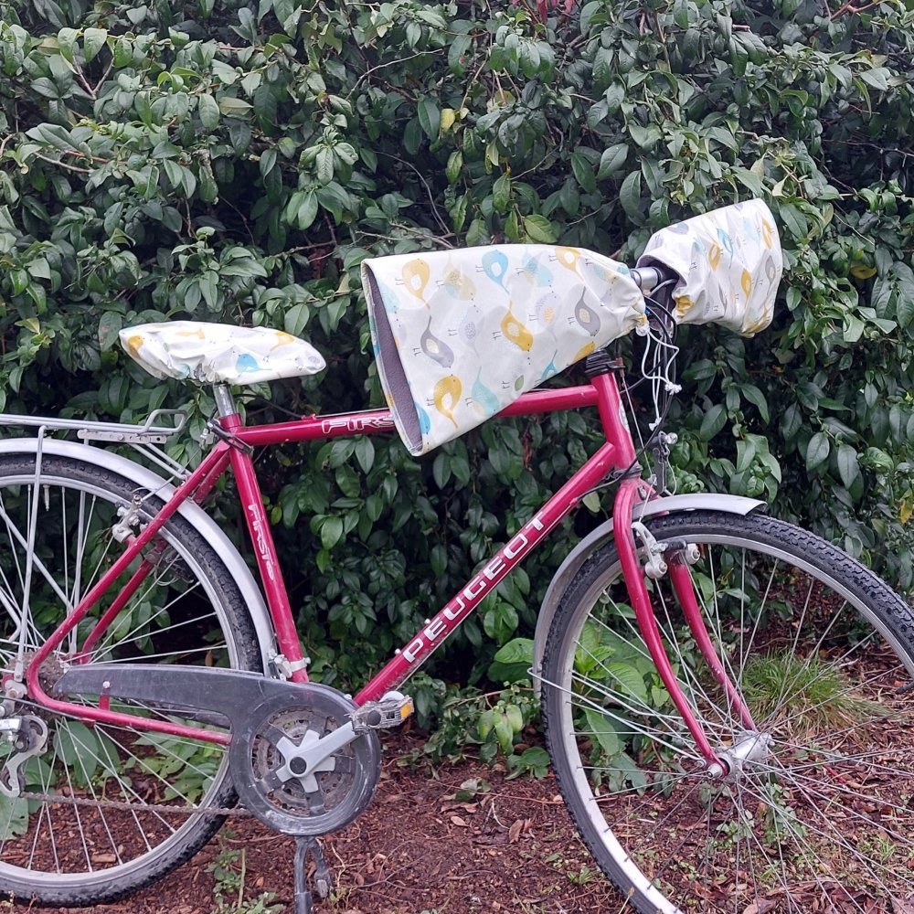 Protege mains guidon vélo + housse assortie impermeable enduit oiseaux--2226333261293