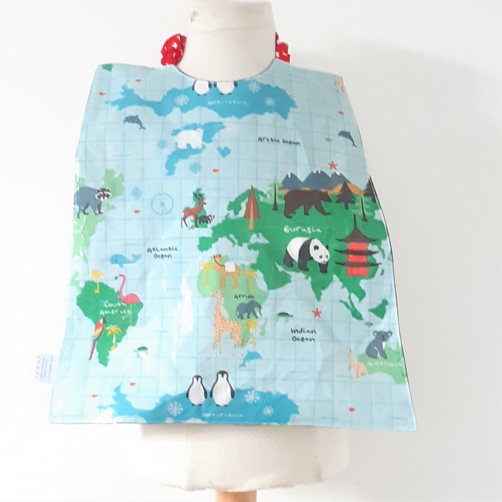 Serviette élastiquée imperméable mappemonde/savane--2226157418798