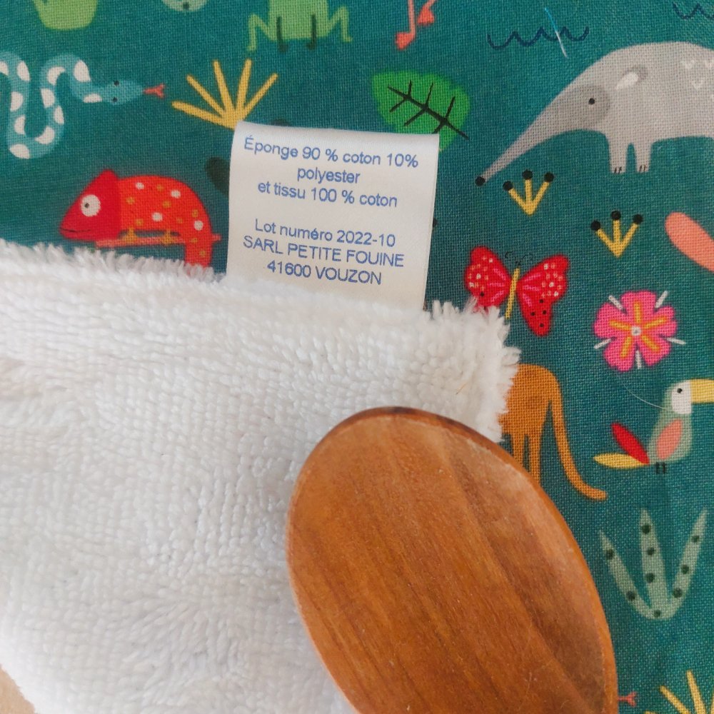 Bavoir bébé élastique + pochette + maxi lingette animaux de la savane--2227425483111