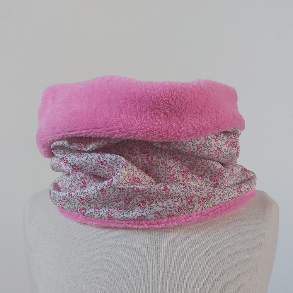 Snood tour de cou Liberty of London Eloise rose doudou rose--2226425776728