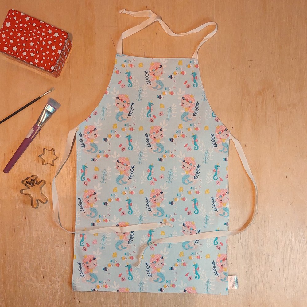 Tablier cuisine enfant évolutif reversible, lama et sirenes--2227356561599