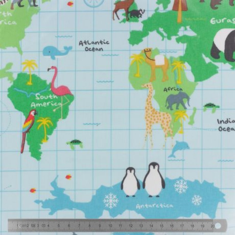 Trousse école ou de toilette, grande taille, bleu motif animaux du monde--2227206052383