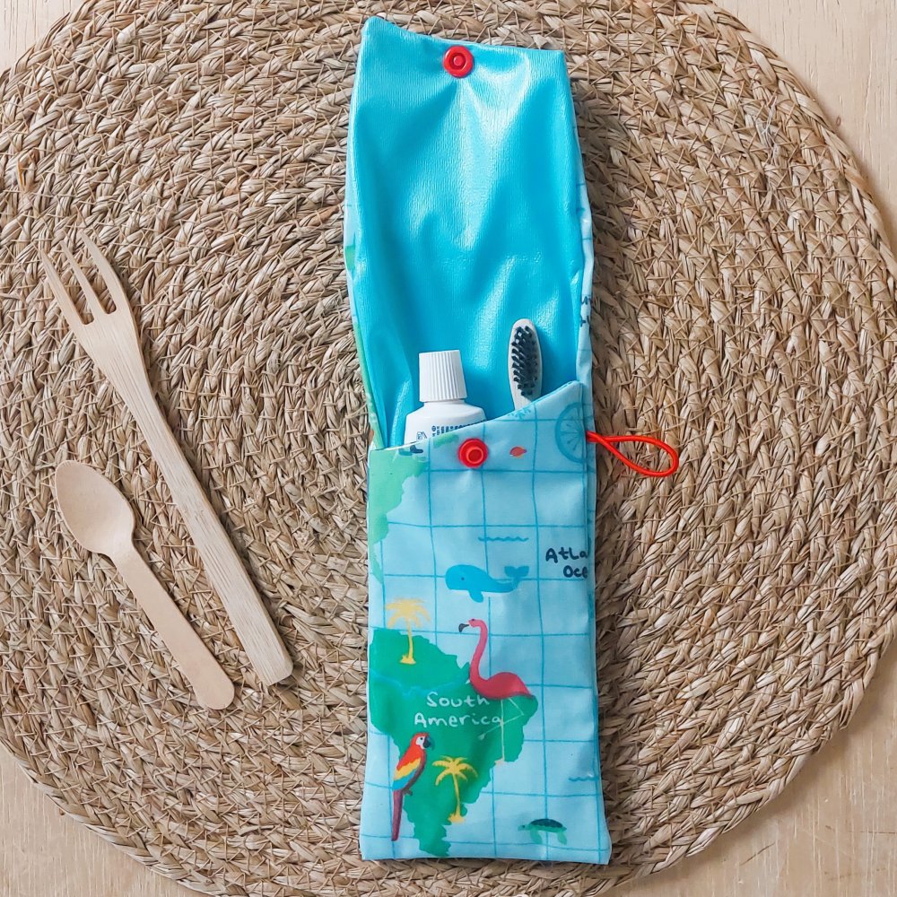 Trousse de toilette enfant imperméable  etui brosse à dent mappemonde--2227405919333
