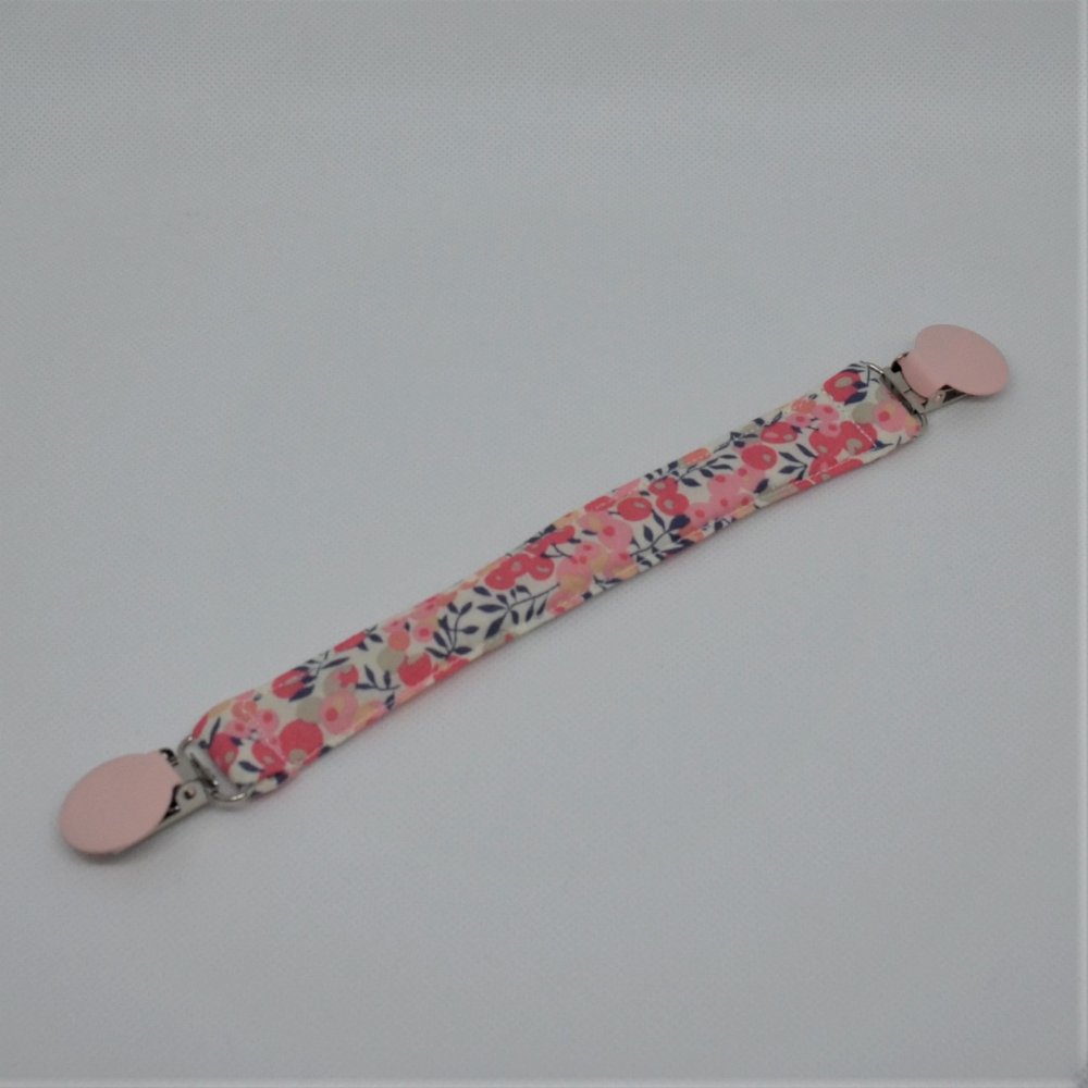 Attache doudou bebe fille rose Liberty Wiltshire pois de senteur--9995532489588