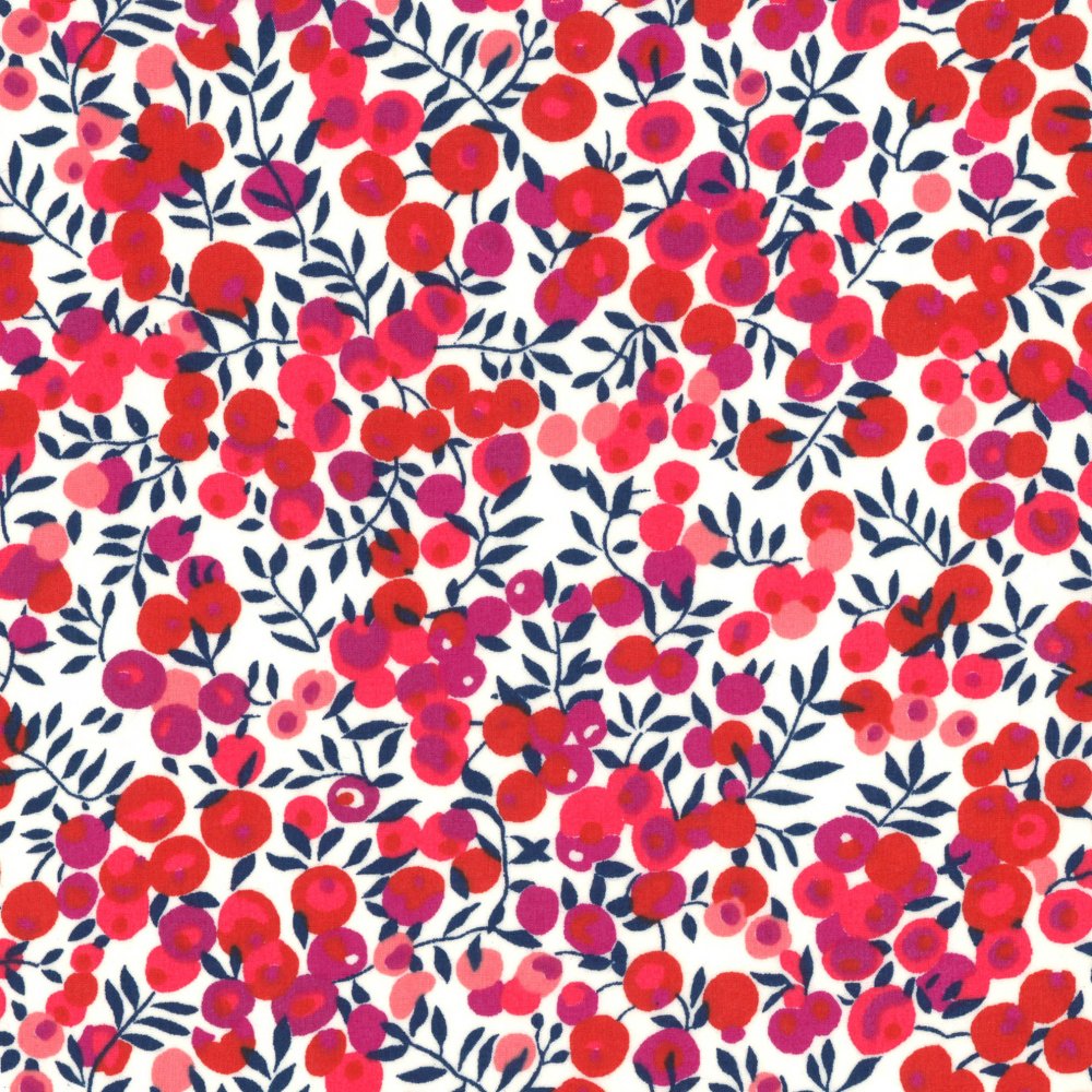 Attache doudou bebe fleurs Liberty Wiltshire rouge--9995532481544