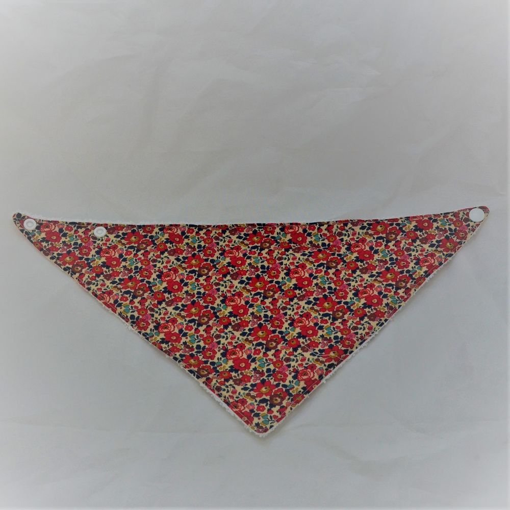 Bandana Bavette Liberty Betsy ann rouge et éponge blanche--9995340800407