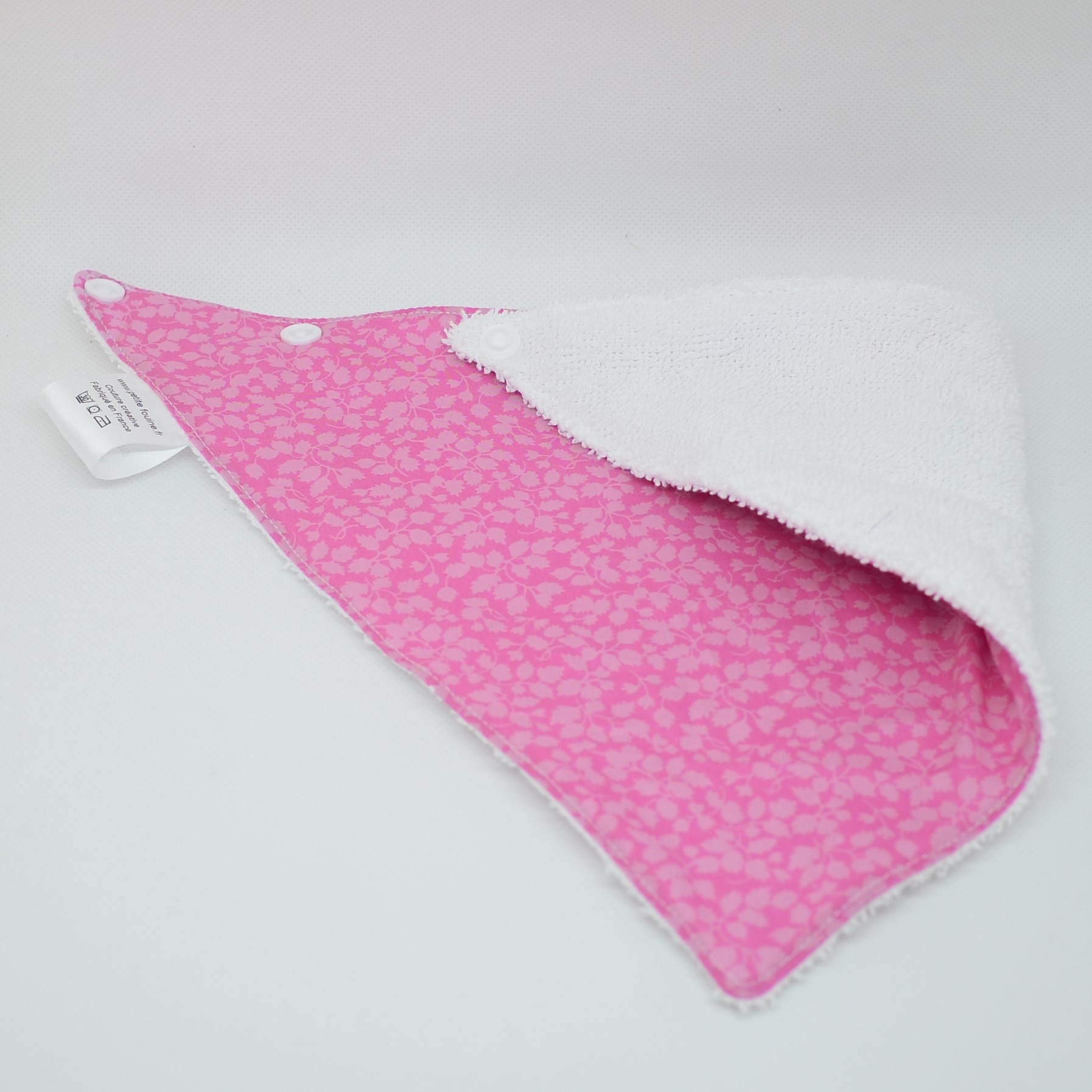 Bandana Bavette Liberty Glenjade rose et éponge blanche--9995552732169