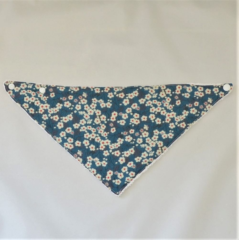 Bandana Bavette Liberty Mitsi bleu et éponge blanche--9995346929171