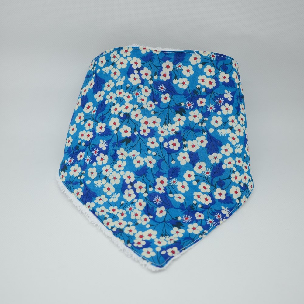 Bandana Bavette Liberty Mitsi bleu et éponge blanche--9995566147522