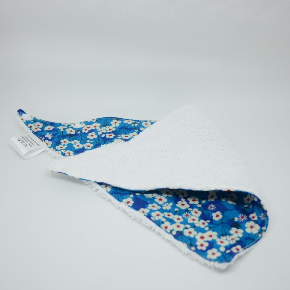 Bandana Bavette Liberty Mitsi bleu et éponge blanche--9995566147522