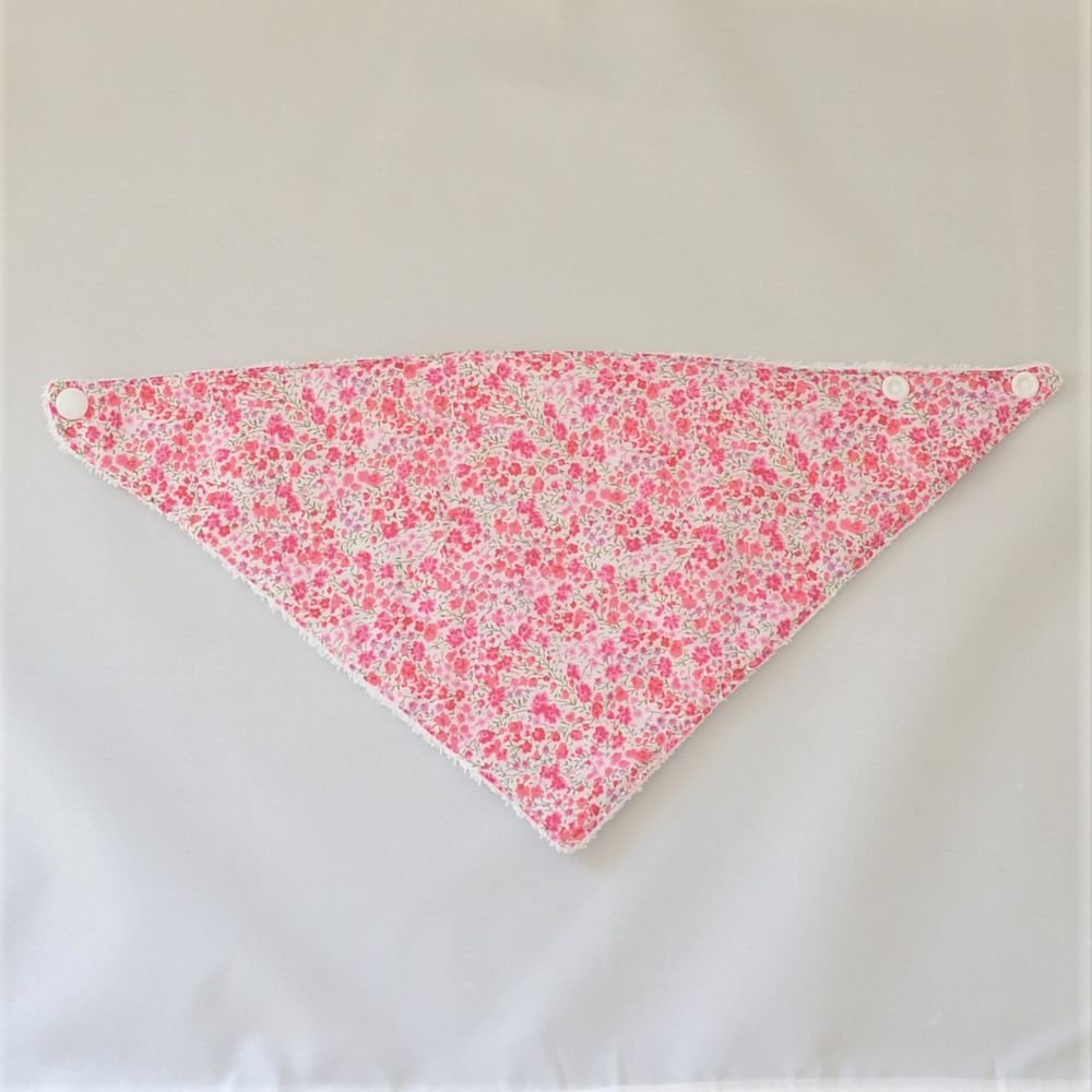 Bandana Bavette Liberty Phoebe rose et éponge blanche--9995346927702