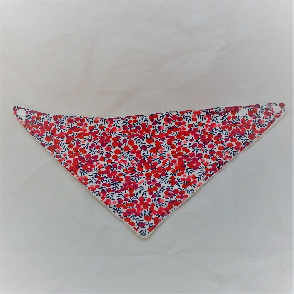 Bandana Bavette Liberty whiltshire rouge et éponge blanche--9995340793297