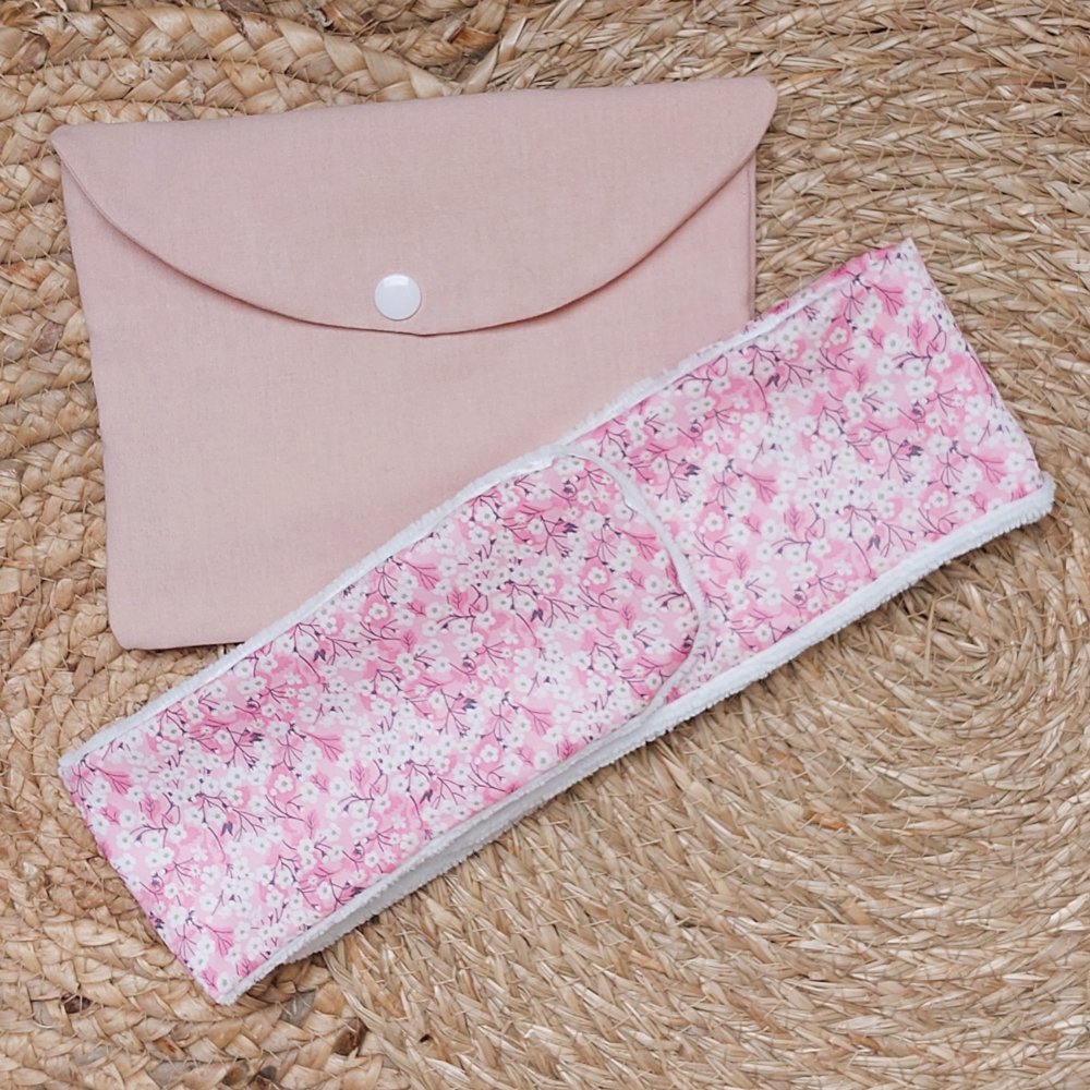 Bandeau maquillage /soins visage Capel moutarde avec sa pochette assortie--2226738989747