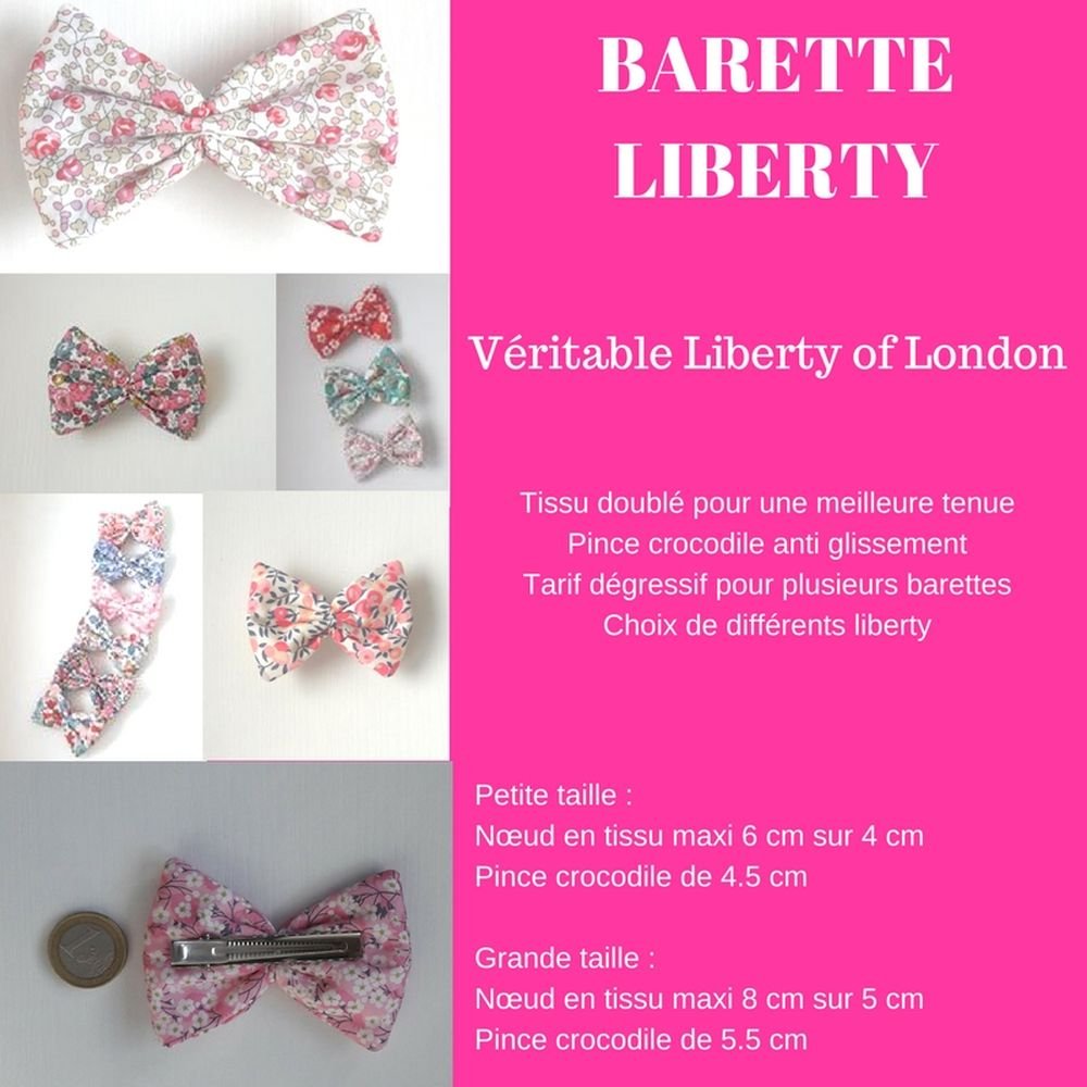 Barrette Liberty Eloise rose petite taille lot de deux--9995348351420