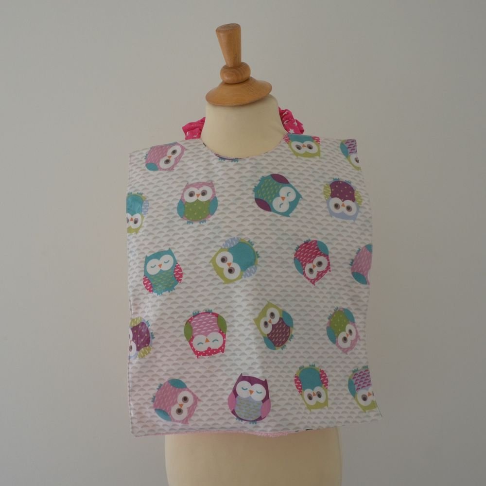 Bavoir Imperméable Réversible triangle éponge  chouette/licornes--9995293492766