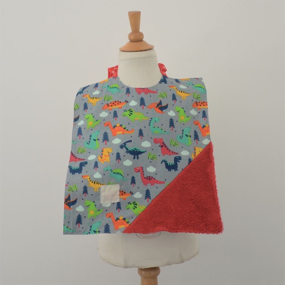 Bavoir Imperméable Réversible triangle éponge Dinosaures/Fusée--9995345963862