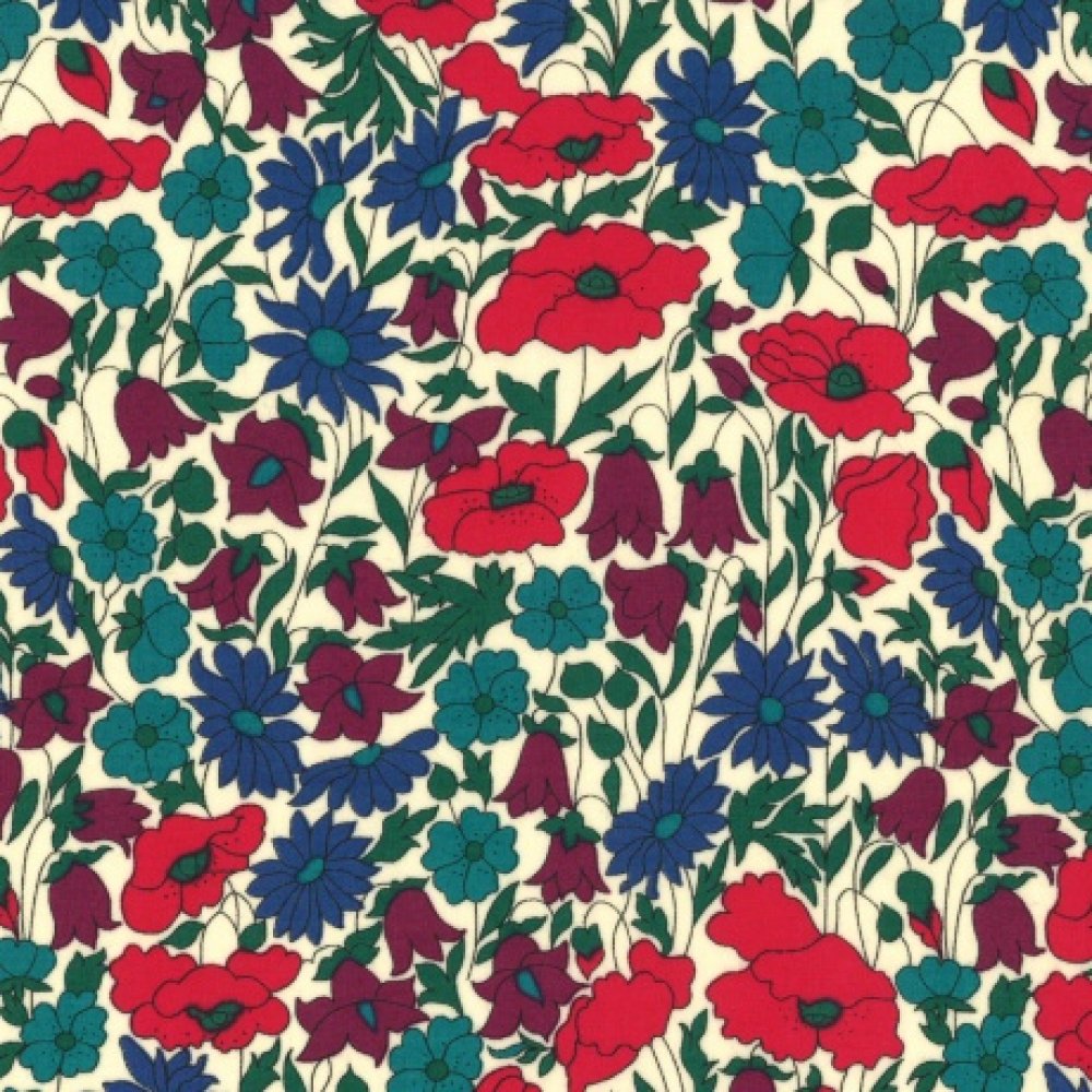 Ceinture tissu/foulard/headband poppy rouge et bleu--2226898317534