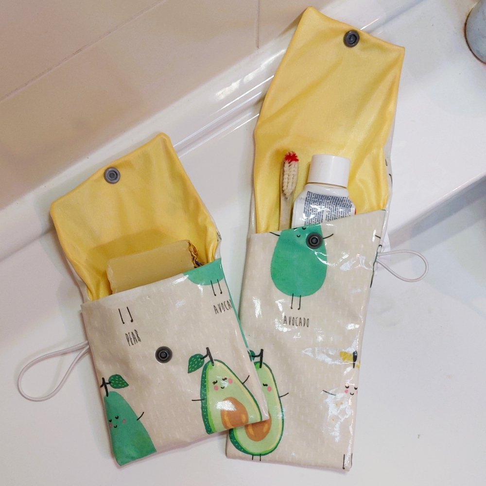 Etui imperméable brosse à dent/dentifrice avec sa pochette savons motif avocat--2227211217050