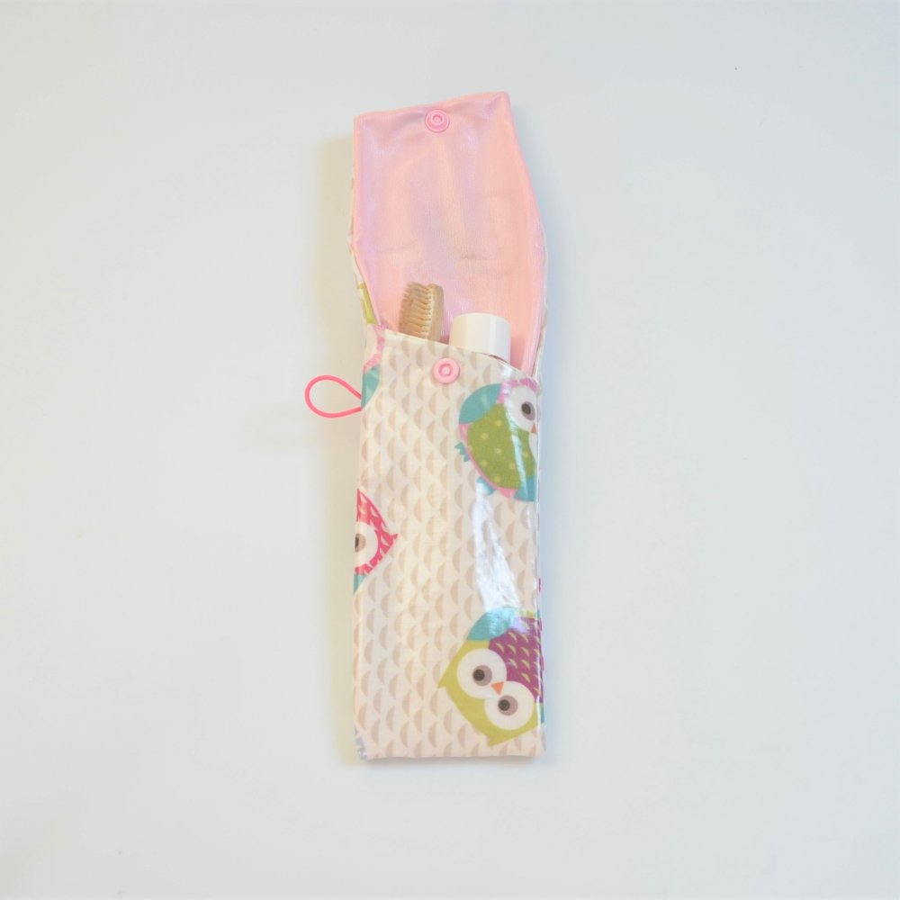 Etui imperméable pour brosse à dent et dentifrice motif chouettes--9995825785823