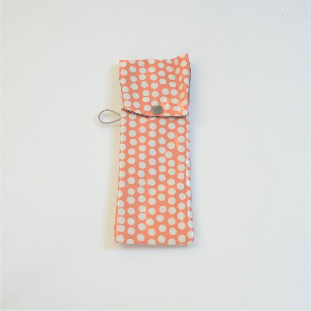 Etui imperméable pour brosse à dent et dentifrice orange à pois--9995825784413