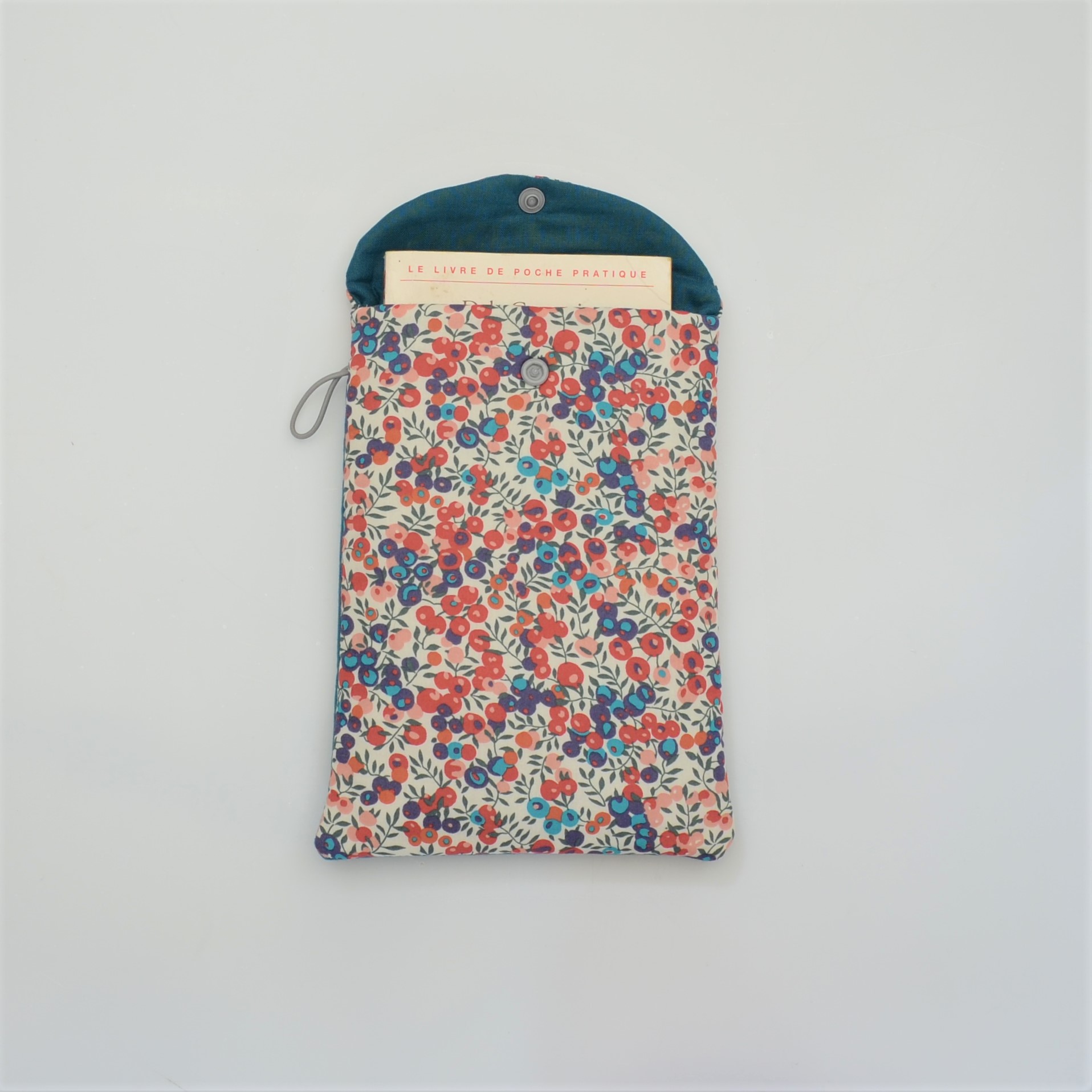 Etui liseuse sur mesure tissu liberty bleu poches étui Kobo -  France