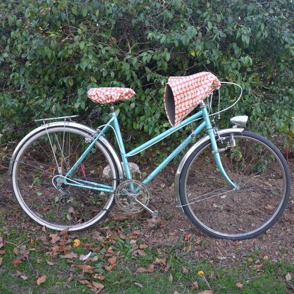 Housse pour selle de vélo, imperméable orange motif vintage--9995257820833