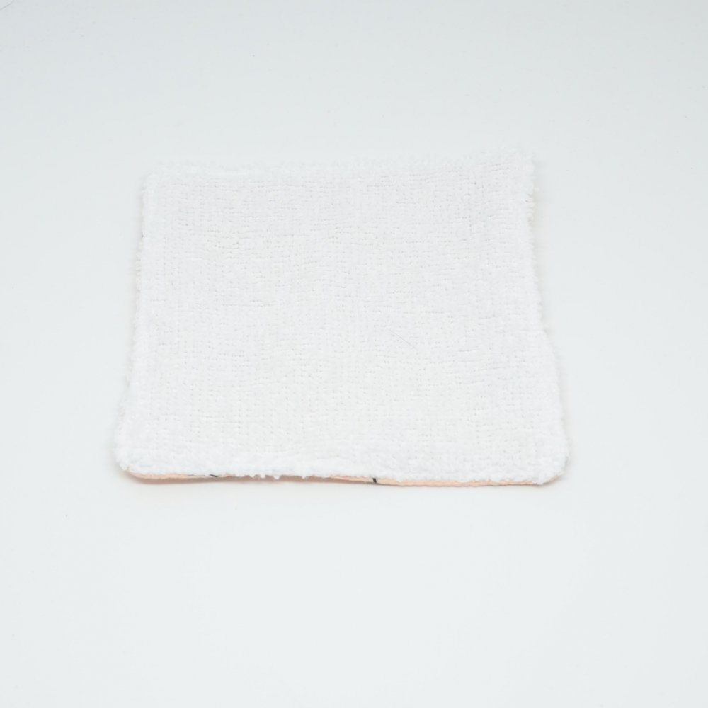 Lingettes lavables Tissu et eponge blanche, lot de 5, motif fleches fond nude--9995878945014