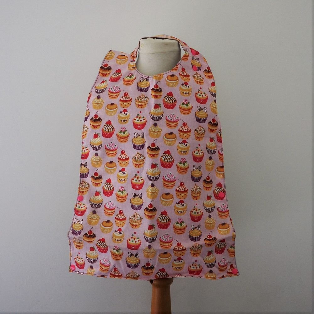 Maxi Bavoir Imperméable Réversible avec Poche Récupération Cupcakes/etoiles--9995265721719