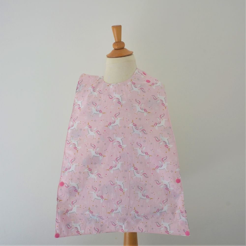 Maxi Bavoir Imperméable Réversible avec Poche Récupération Licornes/etoiles--9995373368042