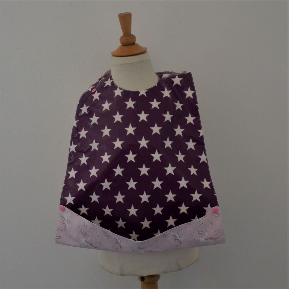 Maxi Bavoir Imperméable Réversible avec Poche Récupération Licornes/etoiles--9995373368042