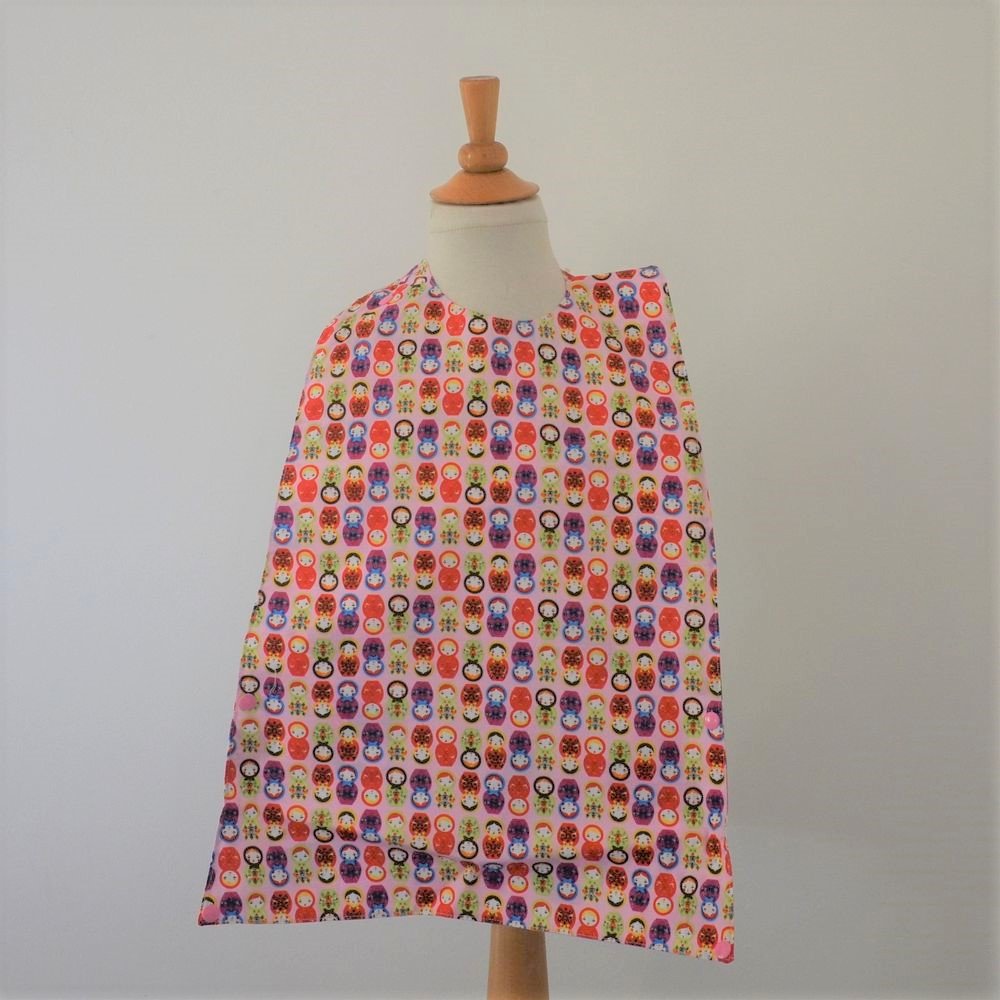 Maxi Bavoir Imperméable Réversible avec Poche Récupération Matriochka/pois--9995360371659