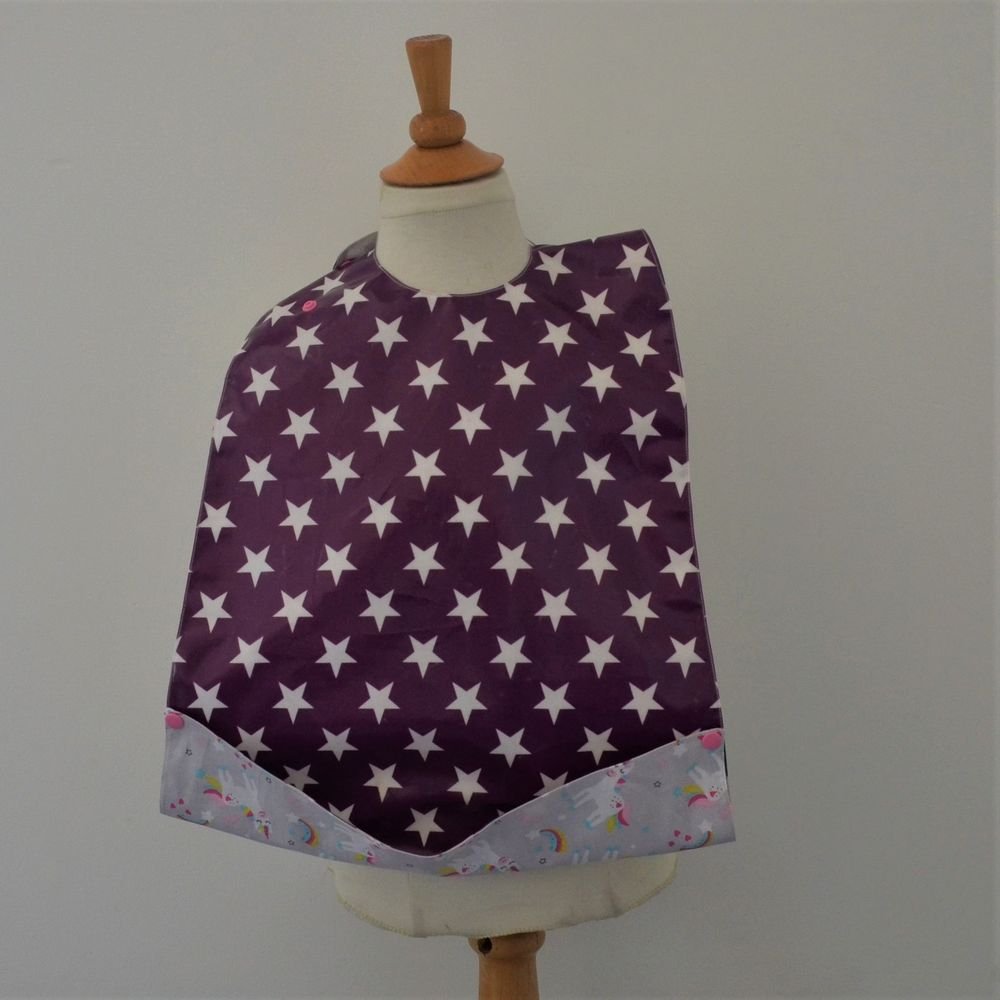 Maxi Bavoir Imperméable Réversible avec Poche Récupération Licornes/etoiles--9995373379611