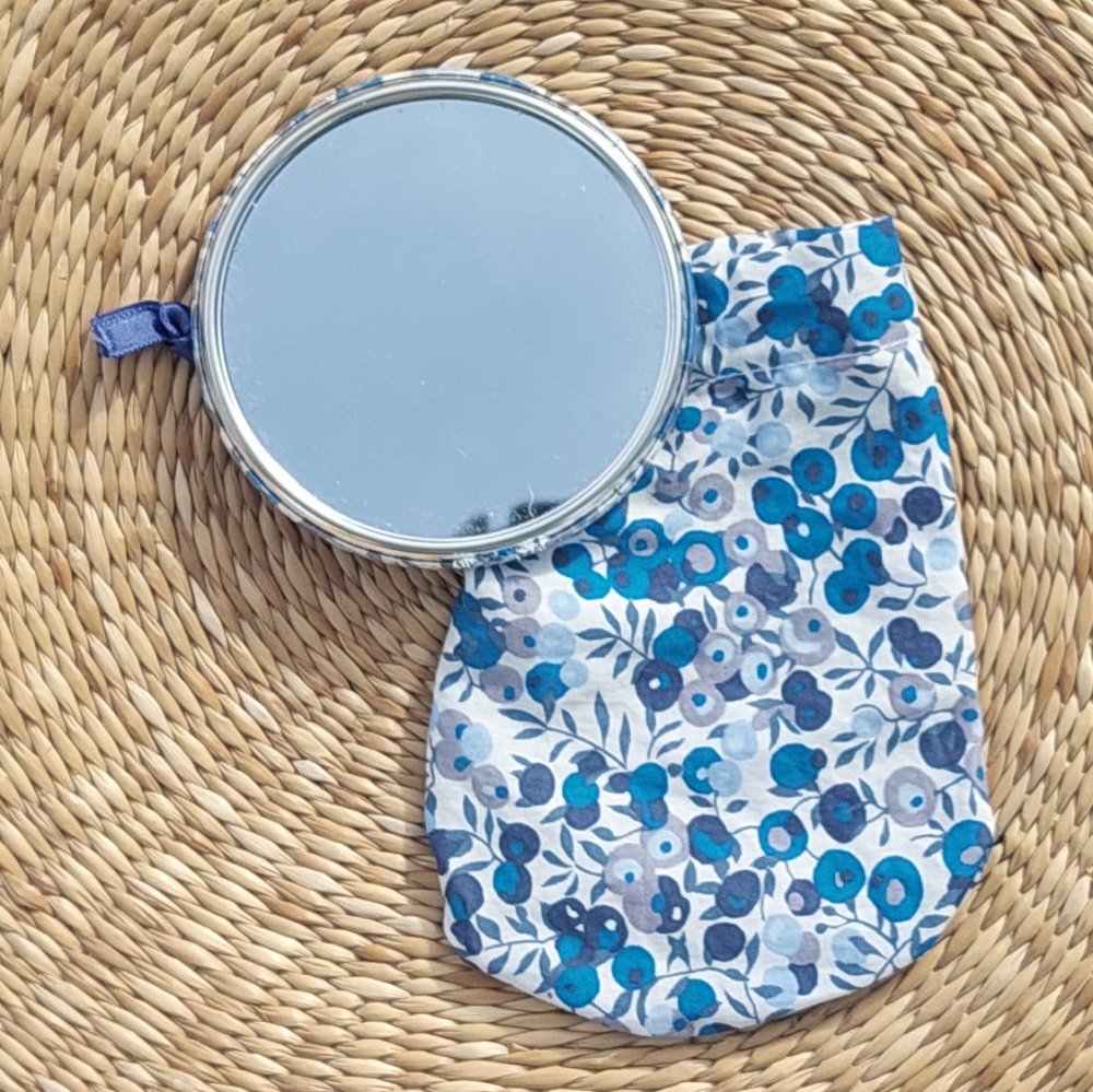 Miroir de poche avec sa pochette Wiltshire bleu marine--2226854762279