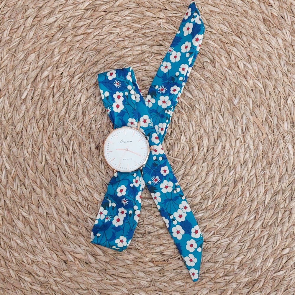 Montre foulard à nouer bracelet Liberty bleu mitsi blue deep--2227374082779