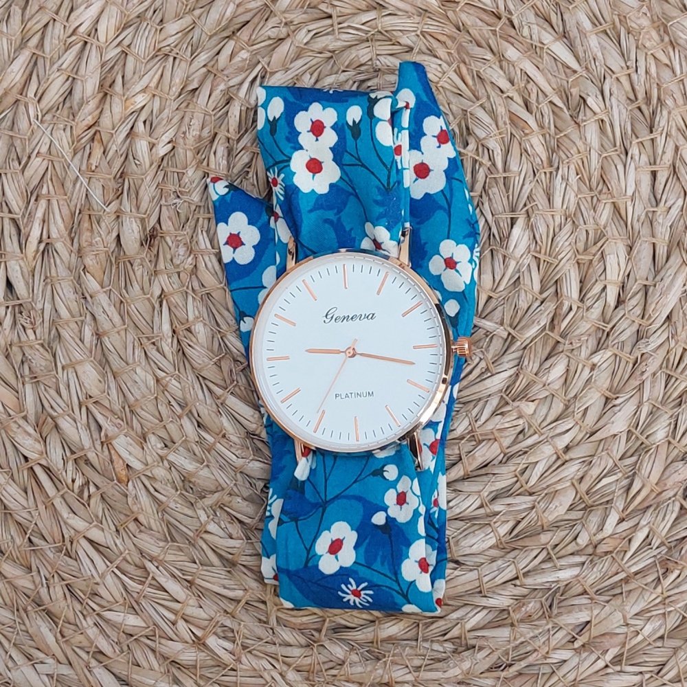 Montre foulard à nouer bracelet Liberty bleu mitsi blue deep--2227374082779
