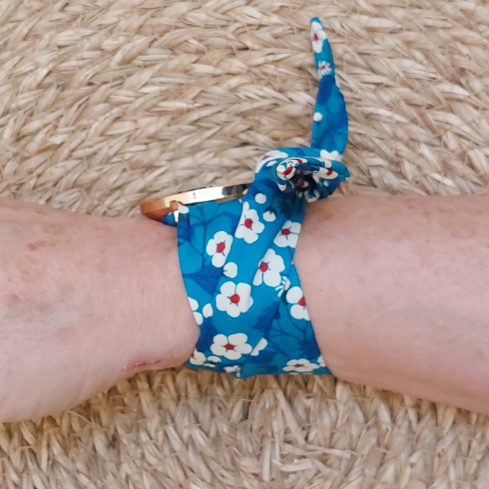 Montre foulard à nouer bracelet Liberty bleu mitsi blue deep--2227374082779