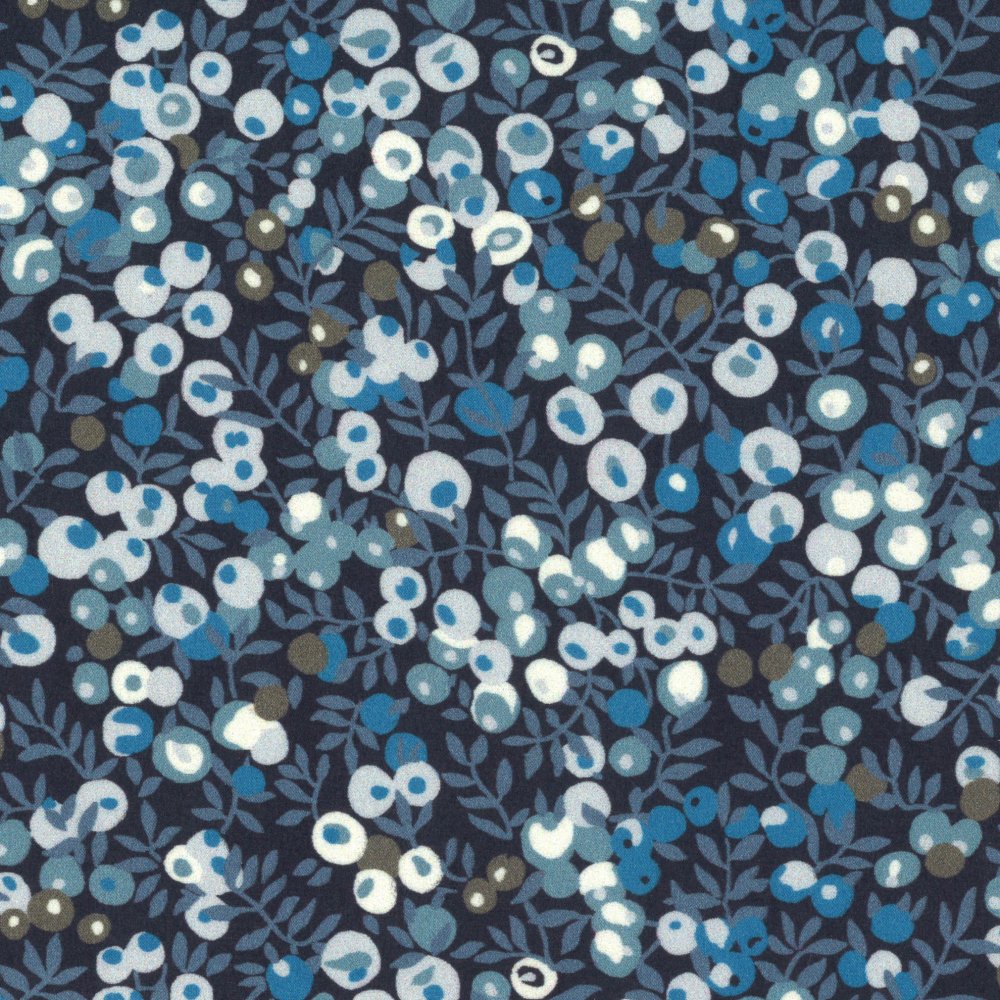 Montre bleu  bracelet foulard à noueren tissu bleu floral Liberty Wiltshire bleu nuit--9996052591447