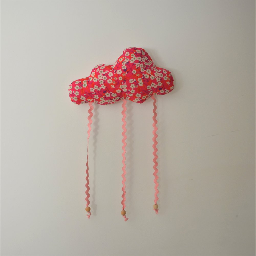 Nuage décoration/accroche barrette Liberty Mitsi rose--9995450784017